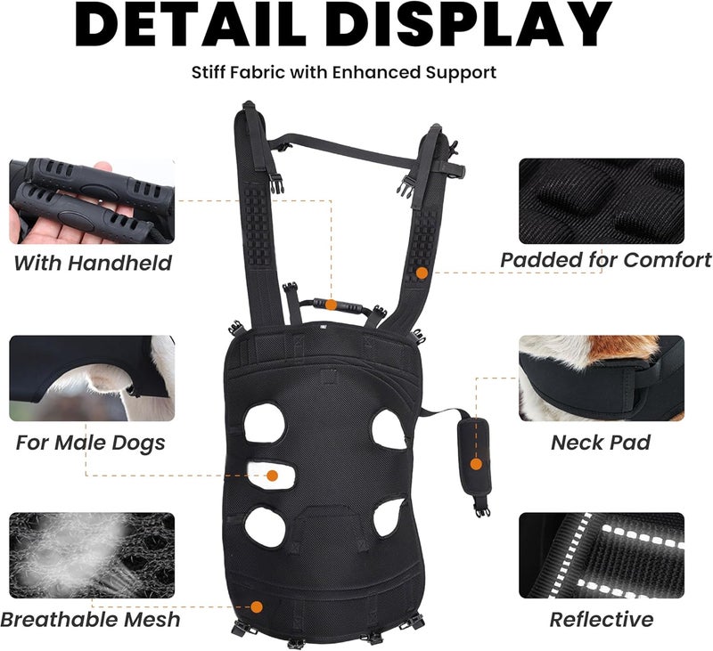 Terapaton Dog Lift Harness Backpack Carrier for Large Dogs, Full Body Sling with Handle, Dog Harness for Joint Injuries, Arthritis, Ideal for Stairs, Elderly Dogs (Black XXX-Large 66-83 LBS) - Image 2